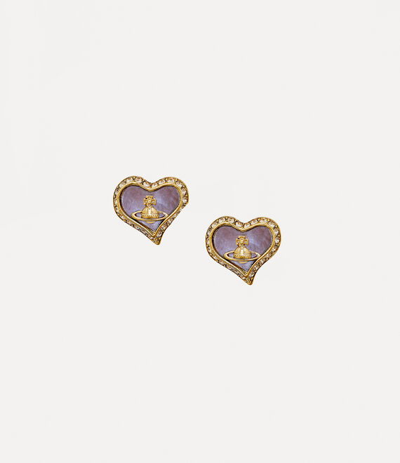 Vivienne Westwood PETRA EARRINGS gold lavender pearl tint mop light colorado topaz